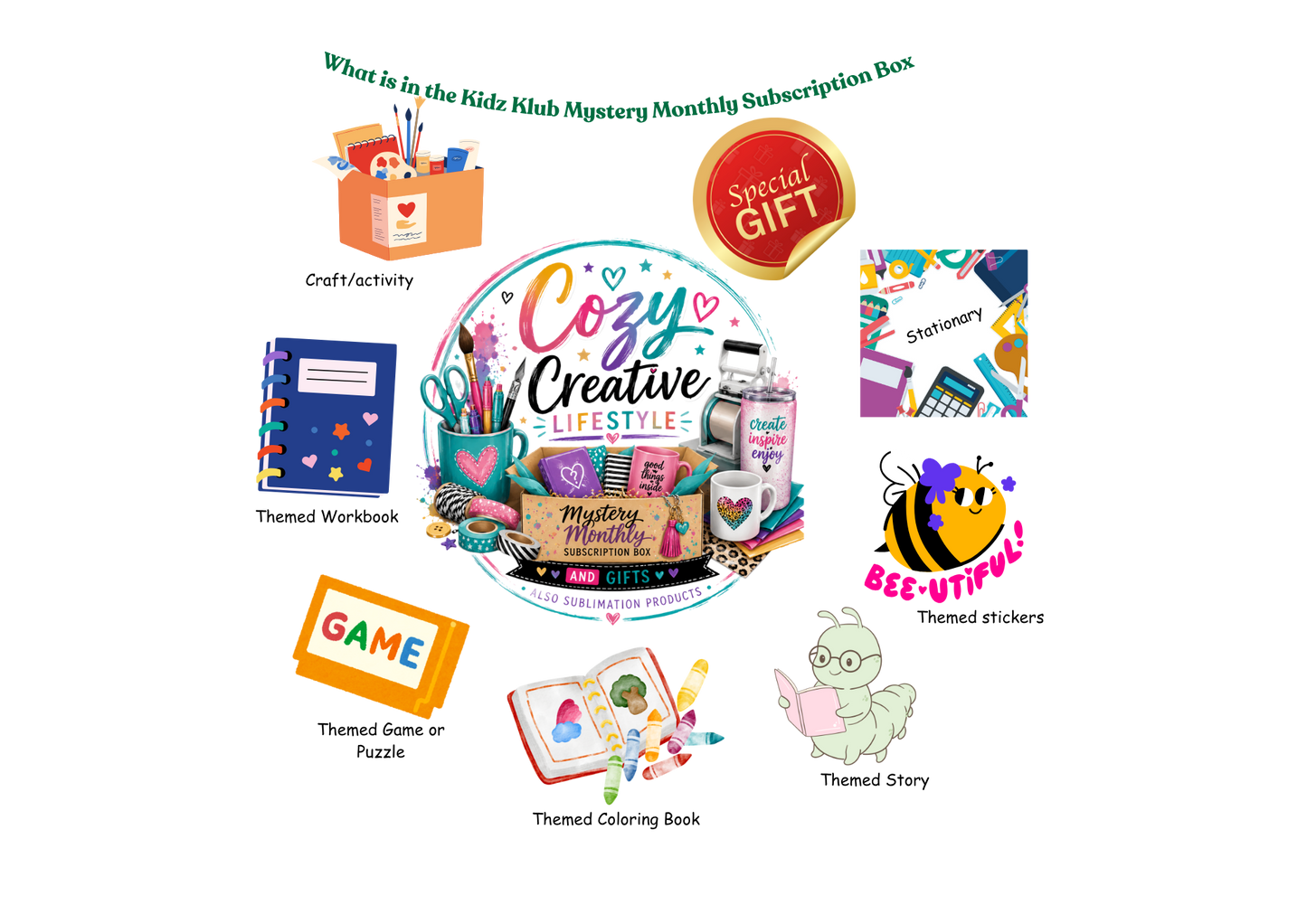What is in the kidz klub mystery monthly subscription box